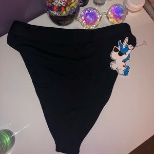 High waisted black thong bottoms